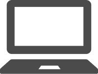 ノートパソコンのアイコン。患者や病院情報を一元管理することを表現。