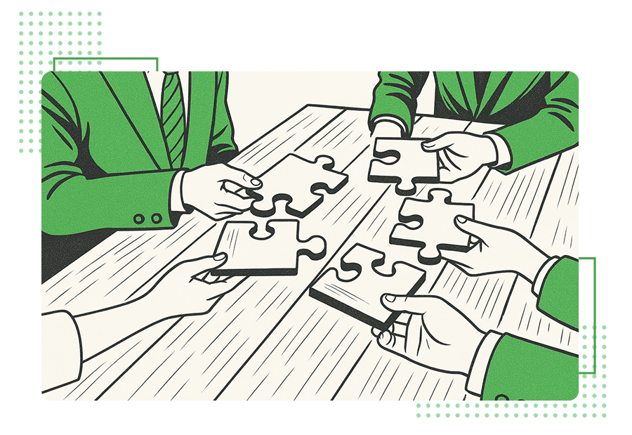 パズルを合わせている手元のイラスト